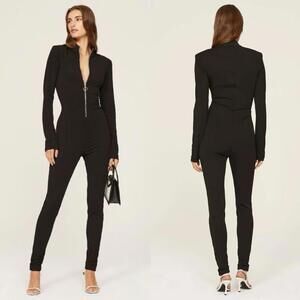 Nicholas Cyd Front Zip Jumpsuit Ribbed Long Sleeve Bodycon (Sz: L/ Retail: $295)